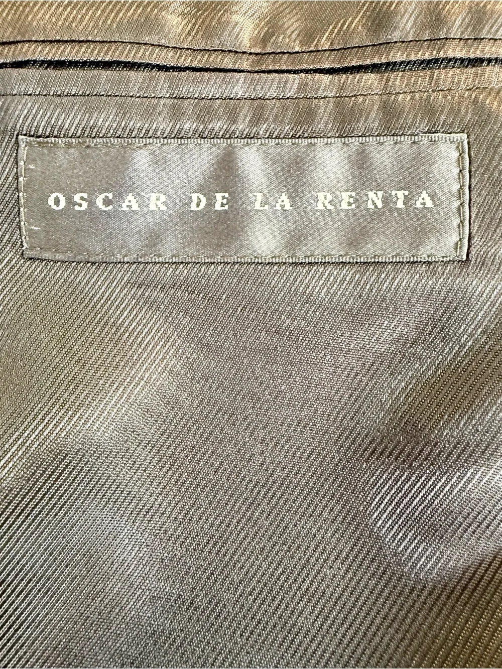 Oscar de la Renta Wool Cashmere Herringbone Blazer 46S Gray